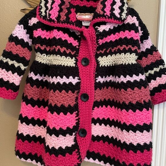 Little Girl Crochet Handmade Coat Dress 18-24 Months - Picture 11 of 16